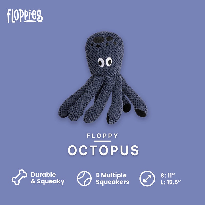fabdog Floppies Plush Dog Toy - Cute & Durable Squeaky Dog Toys - Best Squeak Toy for Puppies and All Breeds | Ideal Pet Gift| Small Octopus - Image 2